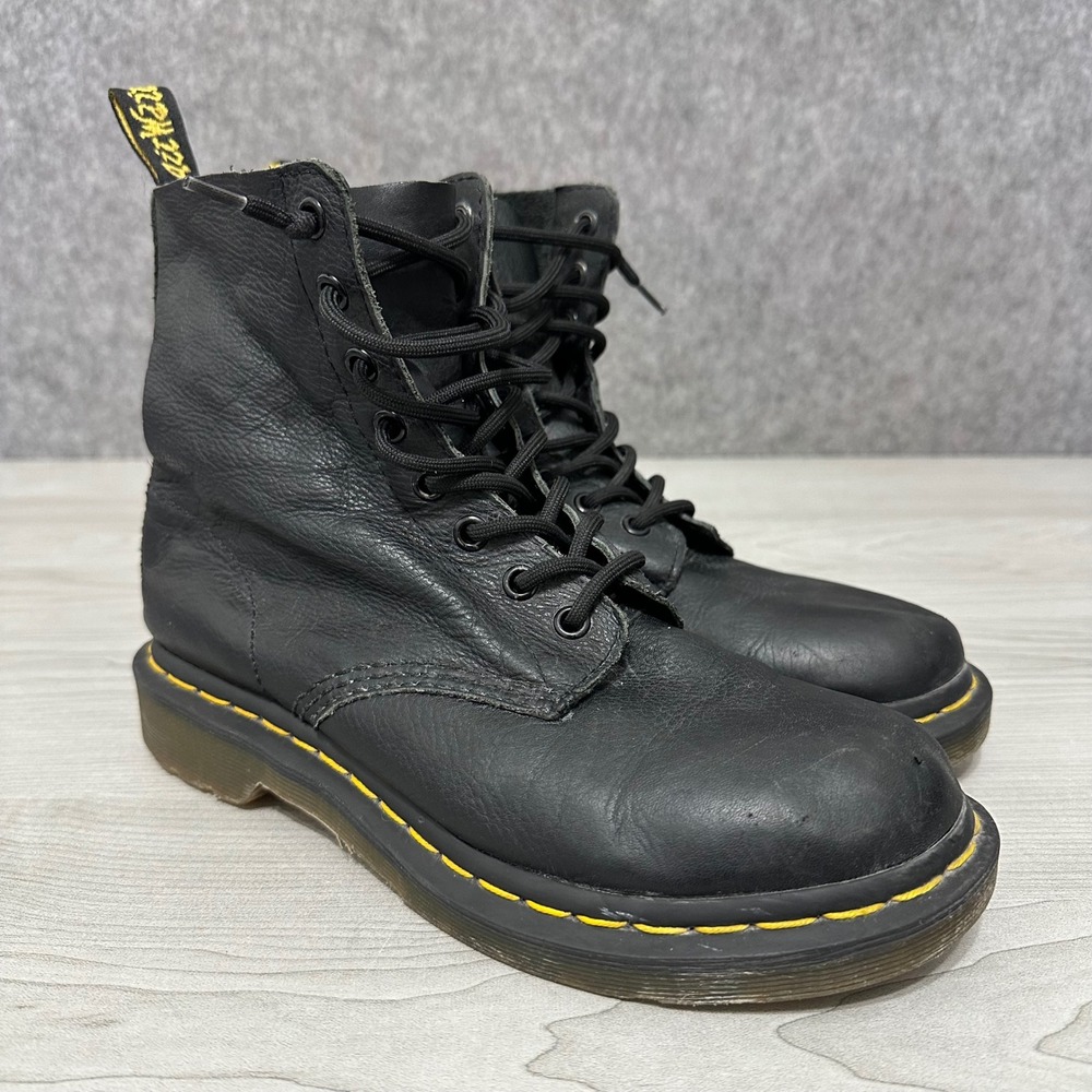 Dr. Martens 1460 Pascal Boots Womens Sz 7 Black Leather Lace Up Combat Ankle